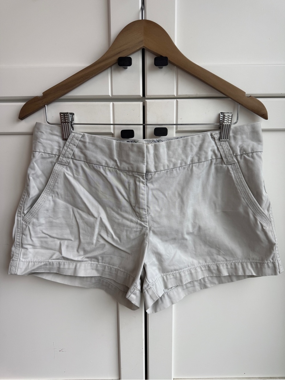 J. Crew Light Gray Preppy Cotton-Blend Chino Shorts Size 8